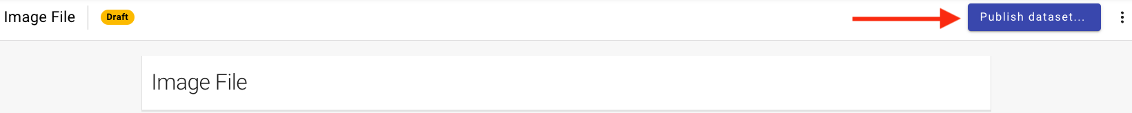 publish dataset button on draft page