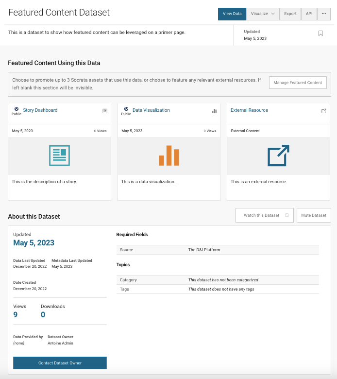 Data & Insights "Primer", a Dataset's Landing Page Data & Insights