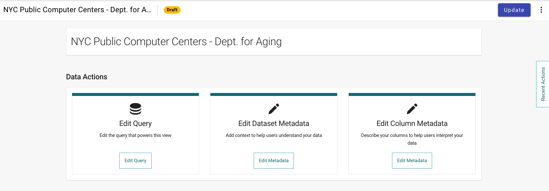 Screenshot of derived view draft page
