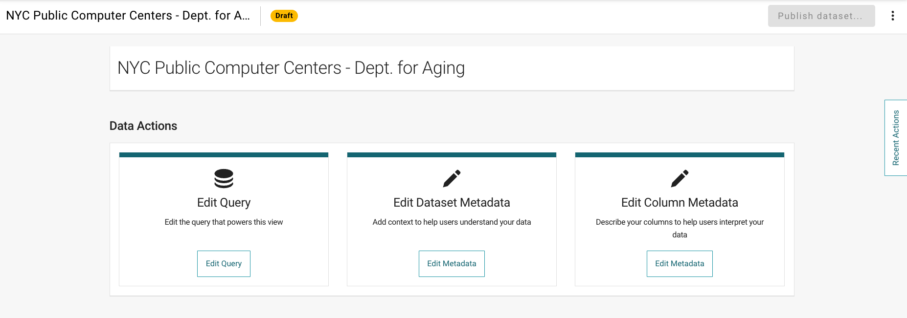 Screenshot of derived view draft page
