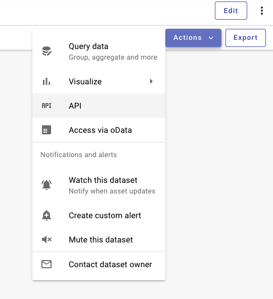 actions dropdown