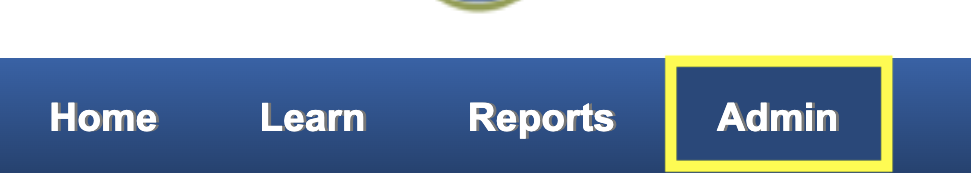 Admin tab highlighted in yellow