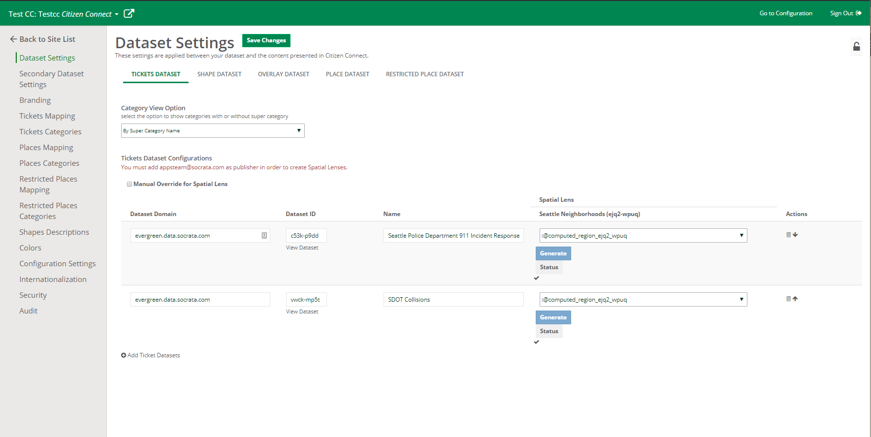 Administrative Panel for Citizen Connect – Data & Insights Client Center